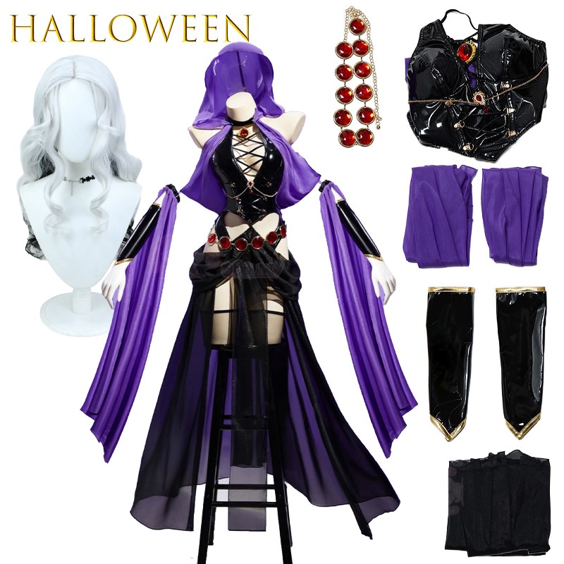 Anime Cosplay Outfits Female - AWitch Banquet Purple Dancer Dress PU
