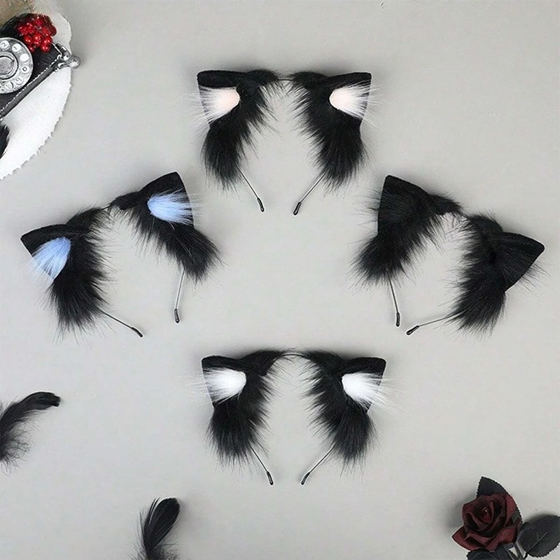 1pcs Cat Ears Halloween Headba - огляд і ціна Anime Cosplay Girl With Black Hair