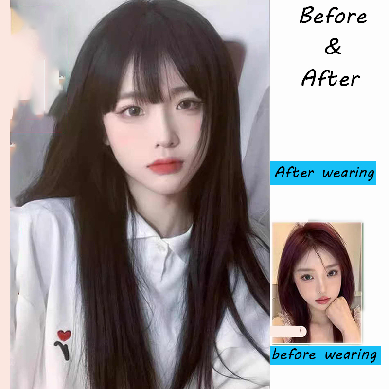 Synthetic Korean Black Long St - огляд і ціна Anime Cosplay Girl With Black Hair