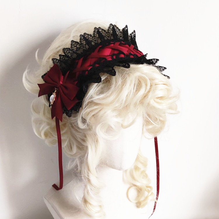 Red Dark Gothic Lolita Lace Ha - огляд і ціна Anime Cosplay Girl With Black Hair